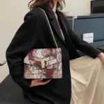 Snakeskin embossed square chain bag - Image 2