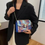Snakeskin embossed square chain bag - Image 9