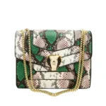 Snakeskin embossed square chain bag