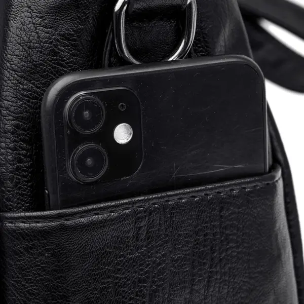 Soft leather large capacity shoulder bag - Image 10