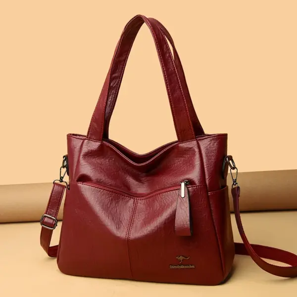 Soft leather large capacity shoulder bag - Image 13