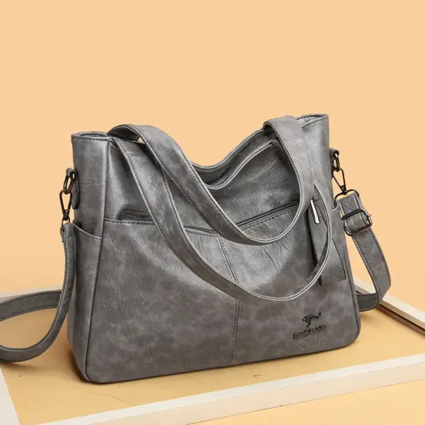 Soft leather large capacity shoulder bag - Image 15