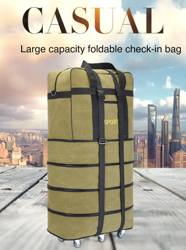 Airline check-in baggage bag handheld large capacity folding bag with universal wheel travel abroad lightweight luggage bag - Image 15