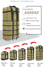 Airline check-in baggage bag handheld large capacity folding bag with universal wheel travel abroad lightweight luggage bag - Image 16