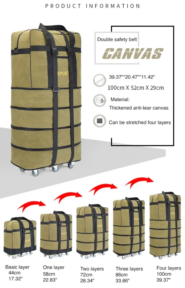 Airline check-in baggage bag handheld large capacity folding bag with universal wheel travel abroad lightweight luggage bag - Image 16