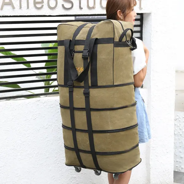 Airline check-in baggage bag handheld large capacity folding bag with universal wheel travel abroad lightweight luggage bag - Image 5