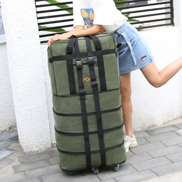 Airline check-in baggage bag handheld large capacity folding bag with universal wheel travel abroad lightweight luggage bag - Image 2