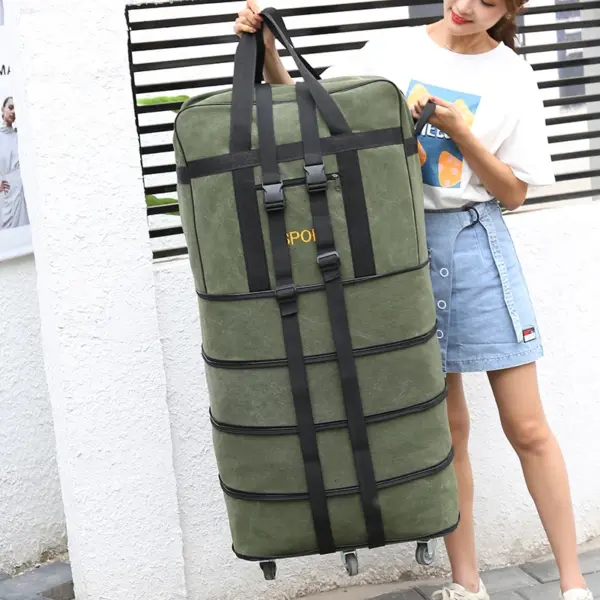 Airline check-in baggage bag handheld large capacity folding bag with universal wheel travel abroad lightweight luggage bag - Image 3