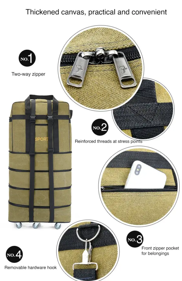 Airline check-in baggage bag handheld large capacity folding bag with universal wheel travel abroad lightweight luggage bag - Image 17