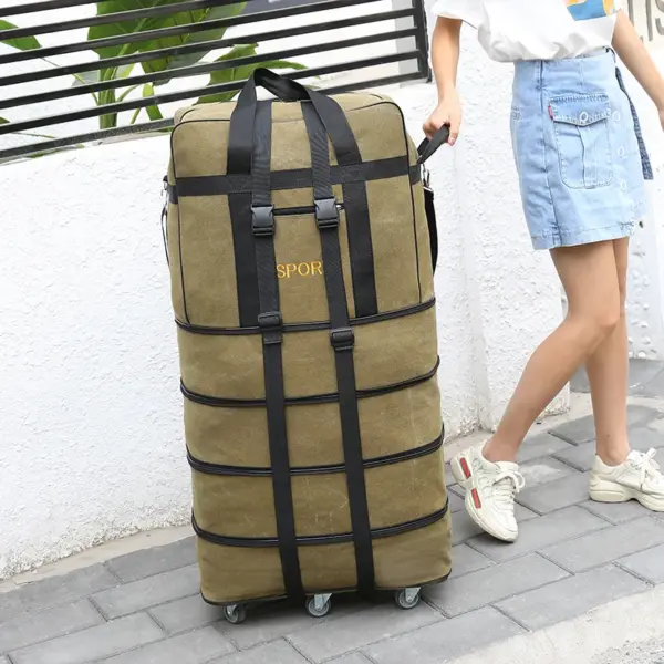 Airline check-in baggage bag handheld large capacity folding bag with universal wheel travel abroad lightweight luggage bag - Image 4