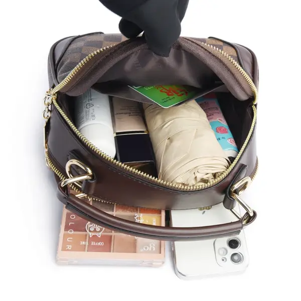 Checkered pattern round designer bag - Image 4