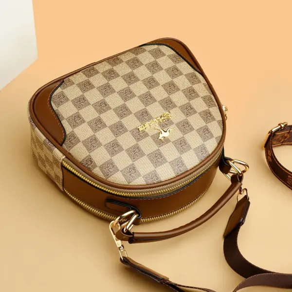 Checkered pattern round designer bag - Image 5