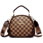 Checkered pattern round designer bag