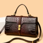Crocodile embossed designer shoulder bag - Image 11
