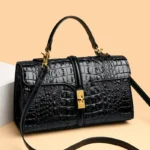 Crocodile embossed designer shoulder bag - Image 12