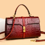 Crocodile embossed designer shoulder bag - Image 13