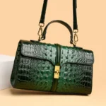 Crocodile embossed designer shoulder bag - Image 14