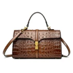 Crocodile embossed designer shoulder bag
