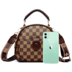 Wide strap checkered pattern designer bag - Image 18