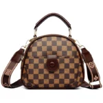 Wide strap checkered pattern designer bag