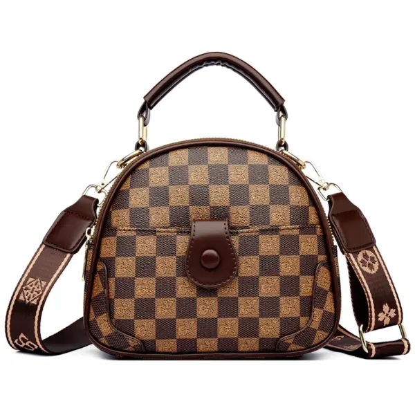 Wide strap checkered pattern designer bag