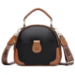 Wide strap round pattern designer bag