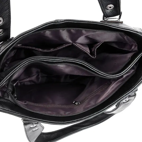 Women soft leather large capacity shoulder tote bag - Image 2