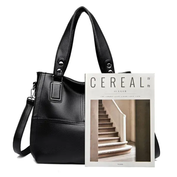 Women soft leather large capacity shoulder tote bag - Image 6