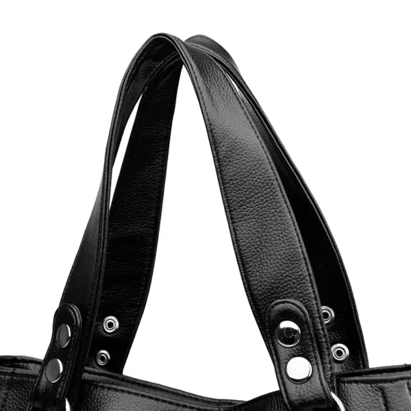 Women soft leather large capacity shoulder tote bag - Image 8