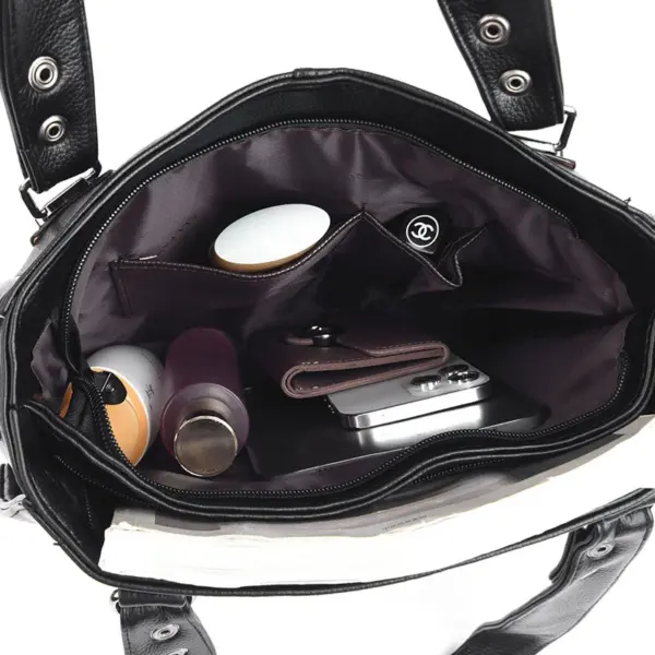 Women soft leather large capacity shoulder tote bag - Image 3