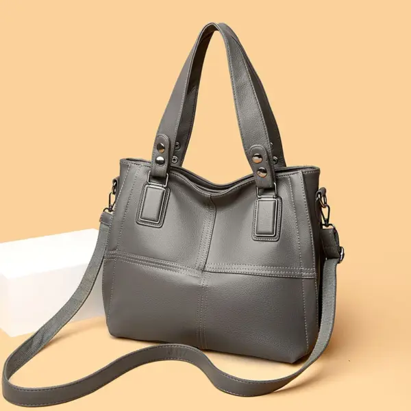 Women soft leather large capacity shoulder tote bag - Image 12