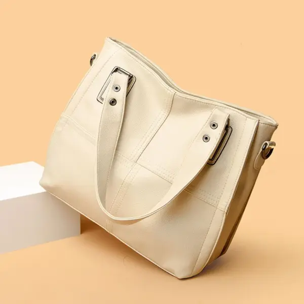 Women soft leather large capacity shoulder tote bag - Image 13