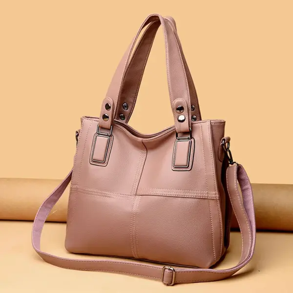 Women soft leather large capacity shoulder tote bag - Image 14