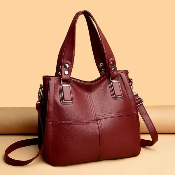 Women soft leather large capacity shoulder tote bag - Image 15