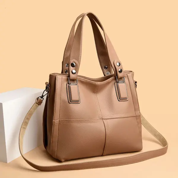 Women soft leather large capacity shoulder tote bag - Image 16