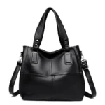 Women soft leather large capacity shoulder tote bag