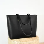Large capacity vegan leather elegant tote bag - Image 9