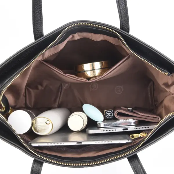 Large capacity vegan leather elegant tote bag - Image 3