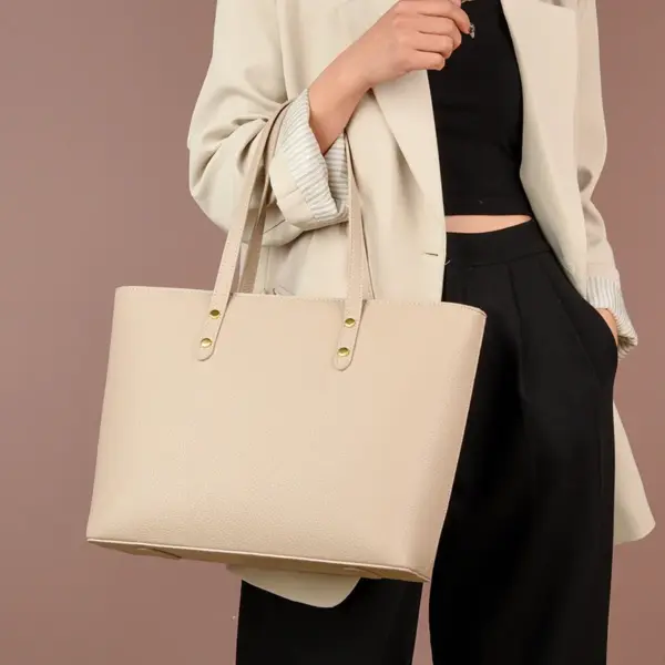 Large capacity vegan leather elegant tote bag - Image 13