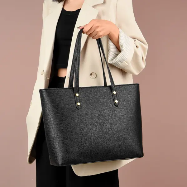 Large capacity vegan leather elegant tote bag - Image 18