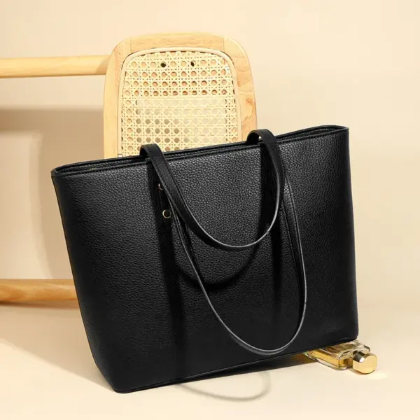 Large capacity vegan leather elegant tote bag - Image 19