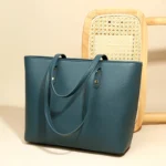 Large capacity vegan leather elegant tote bag - Image 20