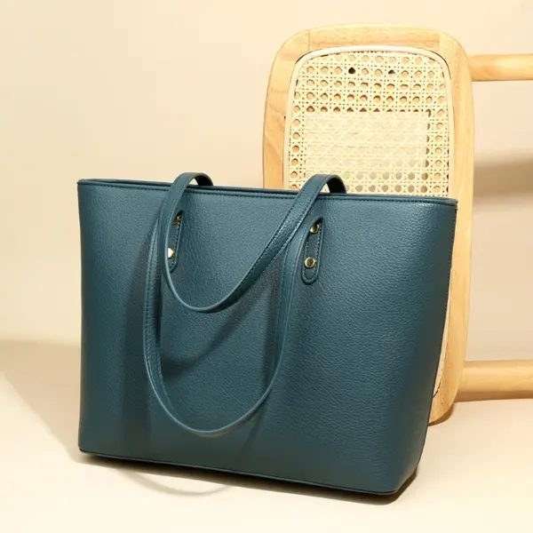 Large capacity vegan leather elegant tote bag - Image 20