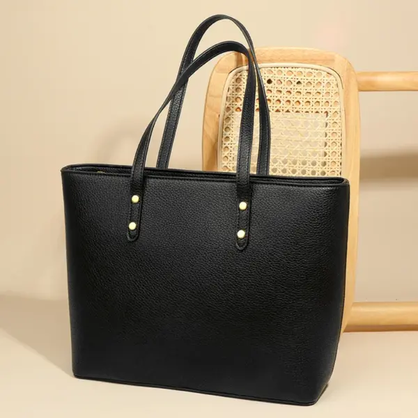 Large capacity vegan leather elegant tote bag - Image 21