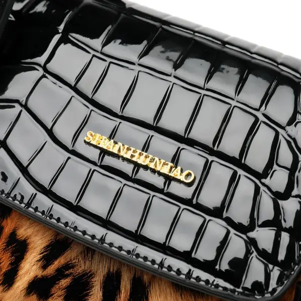 Vintage Leopard Print luxury bright leather tote bag - Image 8