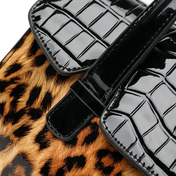 Vintage Leopard Print luxury bright leather tote bag - Image 9