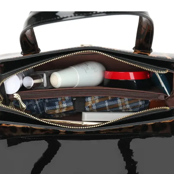 Vintage Leopard Print luxury bright leather tote bag - Image 12