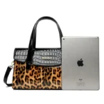 Vintage Leopard Print luxury bright leather tote bag - Image 2