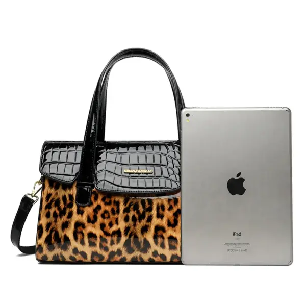 Vintage Leopard Print luxury bright leather tote bag - Image 2