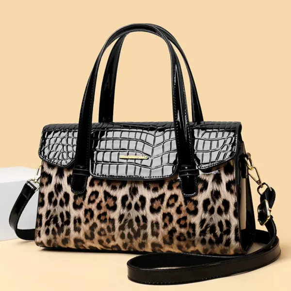 Vintage Leopard Print luxury bright leather tote bag - Image 13